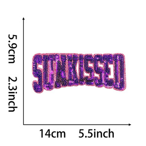 Sports Day Sequin Sunkissed Font Embroidery <strong>Patches</strong> for Caps <strong>Glitter</strong> Laser Cut Border Shiny Spirit Font <strong>Patch</strong> SUNKISSED in Stock - Product Image 4