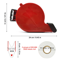 Distributeur de tickets de numérotation automatique avec rouleau de papier, 2000 tickets numérotés de 000 à 999 pour système de file d'attente dans les hôpitaux et les restaurants