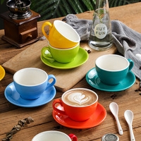 Ensemble tasse et soucoupe en porcelaine céramique pour latte art, café et expresso, capacité 220 ml, sans BPA, écologique