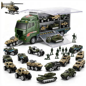 Camion militaire personnalisé avec figurines de soldats, mini-véhicule de combat en métal moulé sous pression dans un camion de transport - Product Image 1