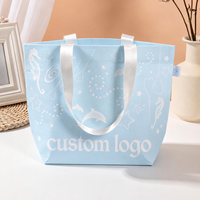Sac fourre-tout en tissu non tissé RPET laminé rose imperméable recyclé, couleurs personnalisables, pour le shopping, les voyages, la plage