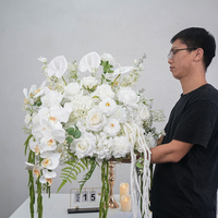 Bouquet de fleurs de mariage élégant, rose blanche, phalaenopsis, ranunculus, mélange minimaliste blanc, 60 cm, fleur artificielle 5D, centre de table