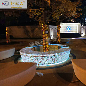 Nuevo Banco de Hormigón Translúcido Magic Stone para Árboles, Redondo, Iluminado, para Paisajismo Exterior, Color Blanco - Product Image 1