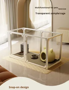 Lồng chơi trong nhà bằng thép cho thú cưng, hàng rào chuồng nuôi bằng <span class=keywords><strong>acrylic</strong></span> trong suốt hoàn toàn, phụ kiện nhựa hoa văn đặc, hệ thống chip đơn dành cho chim nhỏ - Product Image 6