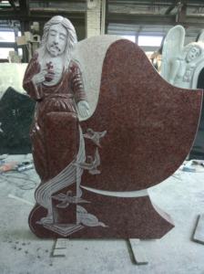 หลุมฝังศพของนางฟ้าหินอ่อนสีขาวและสีดำปรับแต่งได้ทันสมัยเพิ่มรูปภาพและจารึกไว้สำหรับใช้ในสุสาน - Product Image 4