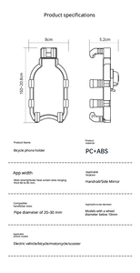 <span class=keywords><strong>Support</strong></span> de téléphone portable pour moto <span class=keywords><strong>et</strong></span> vélo, résistant aux chocs, étanche, portable, en matériau ABS - Product Image 3