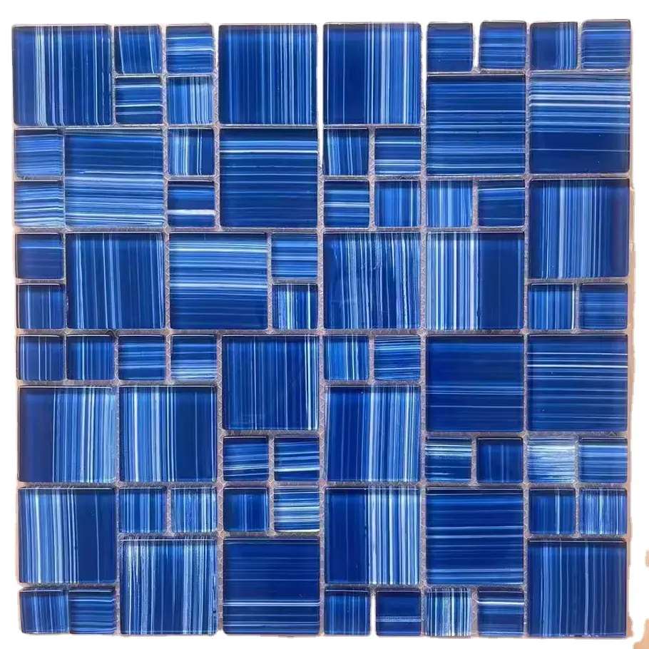 Bluwhale 20x20mm Heißer Schmelzen Mosaico Piscina Schillernden Blau Kristall Mosaik Glas Fliesen Badezimmer Wand Dekor Schwimmbad