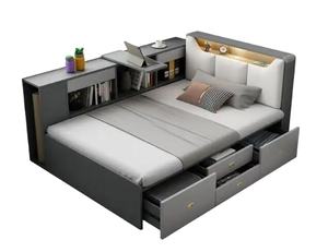 New Design MDF Household Bedroom Furniture Modern Wooden Storage Bed with Drawers