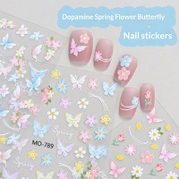 Nouveaux autocollants pour ongles motif fleurs de printemps 2026, décalcomanies papillon pour ongles, breloques de décoration pour manucure, autocollants DIY à presser pour nail art