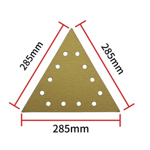 En stock 600 pièces Disques de ponçage triangulaires 285 mm 12 trous Oxyde d'aluminium jaune Grains 40/60 pour ponçage de plaques de plâtre Préparation des surfaces murales - Product Image 3