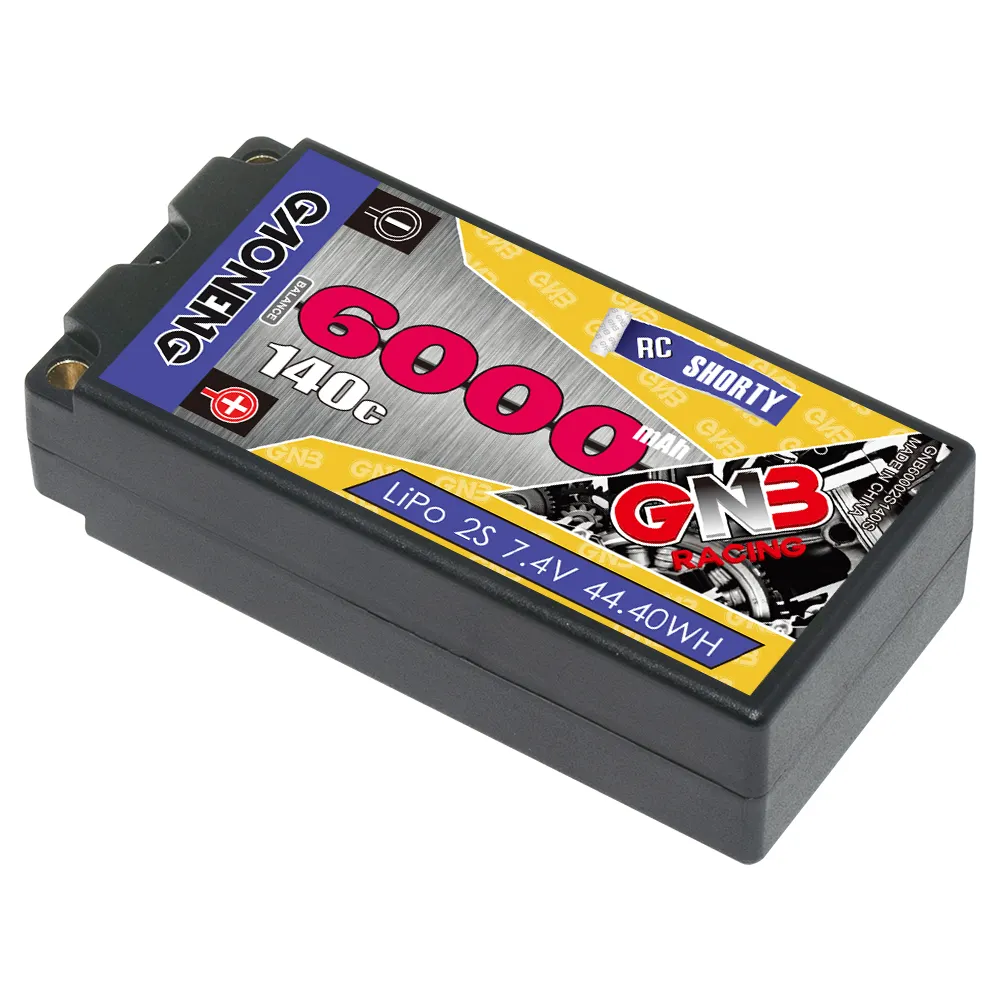 GNB GAONENG 6000MAH 2 S 7.6V HV140Cショートショーティーパック5.0mm弾丸ハードケースRCRipoバッテリー1:10 1:12スケールRCレースカー