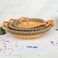 Panier en osier tressé à la main avec poignées, plateau décoratif en rotin pour fruits et pain, panier de pique-nique en gros