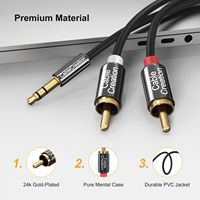 CableCreation Cable de 3.5mm a RCA, Divisor de Audio Estéreo de Alta Fidelidad, Cable Auxiliar Chapado en Oro a 2RCA para Teléfono Inteligente, Portátil, Amplificador, Altavoz