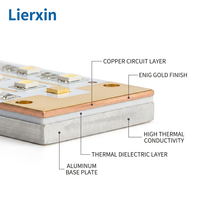 Lierxin LEX-AL-01 PCB en aluminium personnalisé MCPCB à noyau métallique pour LED, 1 à 4 couches, haute conductivité thermique 1,0-3,0W ENIG/HASL/OSP