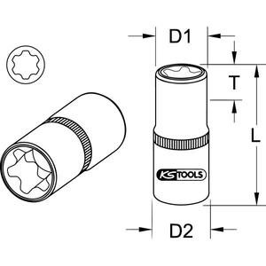KS TOOLS - 911.3137 3/8 ''Torx-Prise E-Plus-EAN 4042146877869 DOUILLES À MAIN 3/8" - Product Image 4