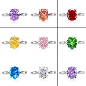 Nuevo Anillo de Diamantes de Alta Calidad con Circonita Cúbica Colorida de Corte Ovalado de 8*10 mm, Diseño de Bambú, para Mujer - Product Image 1