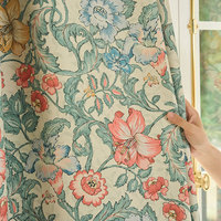 Rideaux occultants à motif floral William Morris, couleur sauge rose, plissés à la française, pour chambre à coucher, vente en gros au mètre