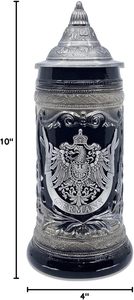 Essence Europe 0,6 litros OktoberfestHaus alemán Adler (águila) Stein <span class=keywords><strong>cerveza</strong></span> taza carbón negro cerámica Metal para vino - Product Image 5