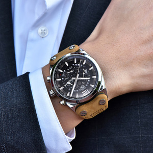 Benyar Men's Quartz <b>Watch</b> Analog 30M Waterproof <b>Case</b> Metal <b>Case</b> Lightweight Leather Strap Chronograph Sport BY-5112 - Product Image 4