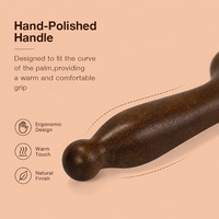 Outil de massage à double fonction avec logo personnalisé, manche en bois de santal vert, bord en corne lisse pour le massage par acupression du cou, des épaules et des membres