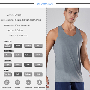 All'ingrosso palestra Activewear spalla larga gilet sportivo poliestere traspirante tinta unita Running camicia senza maniche allenamento <span class=keywords><strong>uomo</strong></span> canotta - Product Image 2