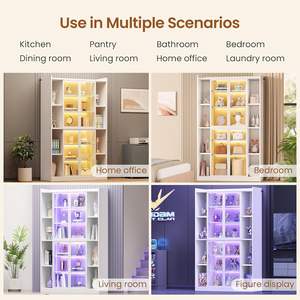 Librería Alta Portátil Moderna <span class=keywords><strong>con</strong></span> Vitrinas <span class=keywords><strong>de</strong></span> 64 Pulgadas, Estantes Ajustables y <span class=keywords><strong>Puertas</strong></span> <span class=keywords><strong>de</strong></span> Vidrio para Coleccionables - Product Image 6