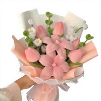 Bouquet de tulipes torsadées pour la fête des mères, fait main, tissé à la main, cadeau haut de gamme pour la meilleure amie et la petite amie