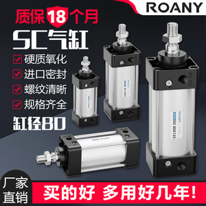 Cylindre standard Roany Sc80x125 en alliage d'aluminium, pièces pneumatiques à double action - Product Image 2