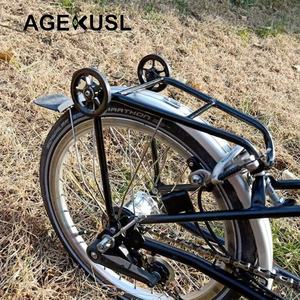 AGEKUSL Easy Wheel Cargo <span class=keywords><strong>Rack</strong></span> para Brompton Pikes 3 Sixty Royale <span class=keywords><strong>Bike</strong></span> Aleación de titanio Q <span class=keywords><strong>Mini</strong></span> Bicycle <span class=keywords><strong>Rack</strong></span> - Product Image 3