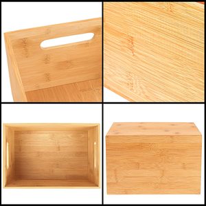 Bamboo Wood Storage Box Home, Office, Kitchen &amp; Bathroom Organising Bin Stackable Wooden Pantry <strong>Cupboard</strong> <strong>Shelf</strong> <strong>Organiser</strong> - Product Image 5