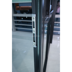 Porte Francesi in Alluminio Commerciali con Doppio Vetro Insonorizzato, Cerniere <span class=keywords><strong>a</strong></span> Pavimento e Serratura Elettronica per Appartamenti - Product Image 3