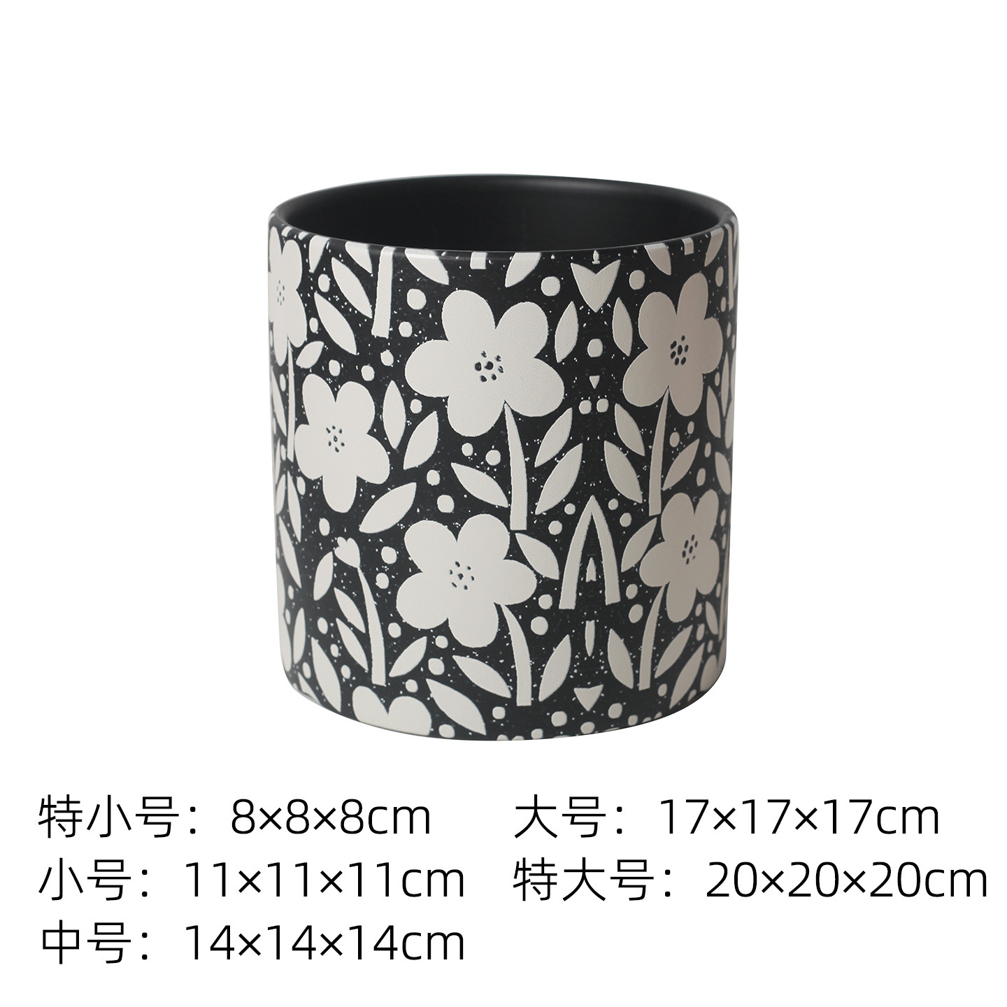 Pot de fleur droit noir-a32