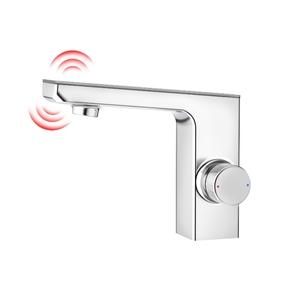 Grifo automático infrarrojo de un solo giro con sensor para lavabo de baño, montado en cubierta, color negro, precio de fábrica - Product Image 4