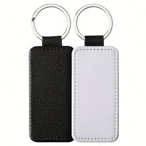 Custom DIY Sublimation Blank Keychain Heat Transfer DIY Double-Size Printed Keychain PU <b>Leather</b> Double Sides Sublimation Keyring - Product Image 4