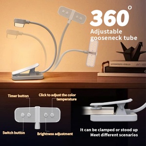 Lámpara de Escritorio Mini Blanca Hecha en China, Lámpara de Escritorio con Cuello de Cisne, Táctil, 3 Colores de Luz, Marco Blanco, Minimalista, Lámpara de Lectura para Dormitorio - Product Image 3