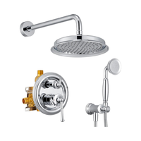 Chrome 9 pouces luxe pluie pommeau de douche poche pulvérisation équilibre pression vanne Antique montage mural douchette salle de bain robinet