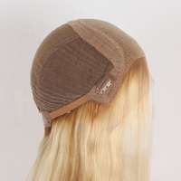 Perruque Lace Front longue blonde de 20 pouces indétectable cheveux européens lisses petite taille racines brunes pour les femmes caucasiennes