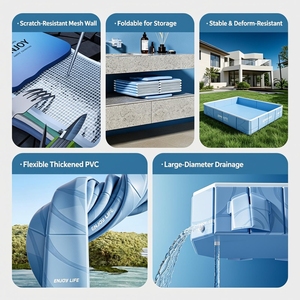 Piscina Plegable de PVC para Niños con Soporte Rígido, Toldo y Tobogán Acuático para Jardín - Product Image 3