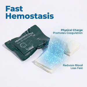 Gaze hémostatique compressée <span class=keywords><strong>de</strong></span> qualité médicale avec traceur radiographique pour usage hospitalier et en services d'urgence - Product Image 1