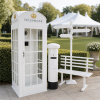 Cabine téléphonique vintage en verre blanc factice pour mariage, avec fonction livre d'or audio, livraison DDP en Grèce, vente en gros