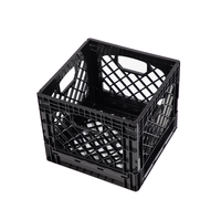 Panier de rangement pliable empilable robuste de 16QT Panier de rangement pliable en plastique durable pour légumes et fruits Bière Poignées faciles à saisir Caisse à lait