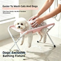 Baignoire portable pliable pour chat et petit chien, avec cadre de support en bâche, bassin de toilettage pour animaux de compagnie, support confortable et système de retenue Woobulsland