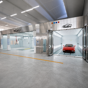 Cabine de <span class=keywords><strong>peinture</strong></span> RuiBo pour voitures, cabine de pulvérisation, salle de préparation, ligne complète, mur en acier inoxydable, éclairage LED en grille, cabine pour véhicule entier - Product Image 1