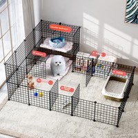 Cage pour animaux de compagnie en fer forgé DIY pour intérieur avec cadre en treillis métallique, petite maison pour chat et chien, étagère de rangement toutes saisons