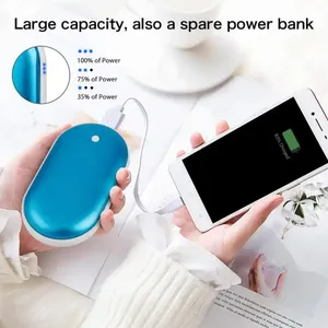 USB Hand Warmer Portable 5000mA Mini Electric Hand Warmers Double Sided Heating And Power Bank For Outdoor Use In Winter
