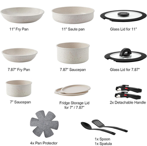 Ollas de Cocina de Alta Calidad con Tapas de Vidrio, Asas Desmontables, Aptas para Lavavajillas y Horno, para Estufas de Gas e Inducción, Juego de Utensilios de Cocina de Cerámica - Product Image 2