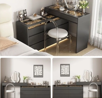 Table à langer moderne en bois massif haut de gamme avec miroir éclairé pour chambre principale avec deux boîtes à bijoux