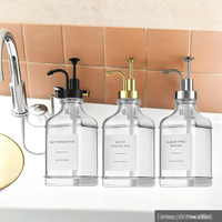 Dispenser Sabun Sirup Premium Dispenser Kopi Botol Kaca Persegi Dengan Pompa Stainless Steel Anti Karat 304 dan Label 500 ml