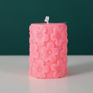 Bougie artisanale Niche, cylindrique, en cire de soja, avec relief 3D fleur de prunier, parfumée, <span class=keywords><strong>pour</strong></span> la décoration de la maison - Product Image 2