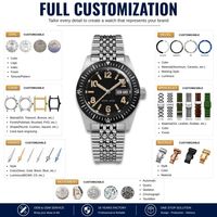 Montre de Plongée Sportive pour Homme OEM ODM Personnalisée avec Mouvement TMI 6T51, Boîtier Rétro, Verre Saphir et Bracelet Settimo à 7 Maillons, avec Luminescence Radium Ancien